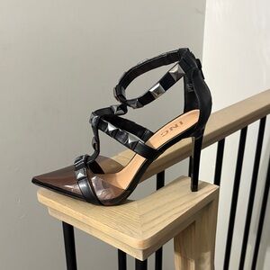 INC International Concepts Black Strappy Studded Heels